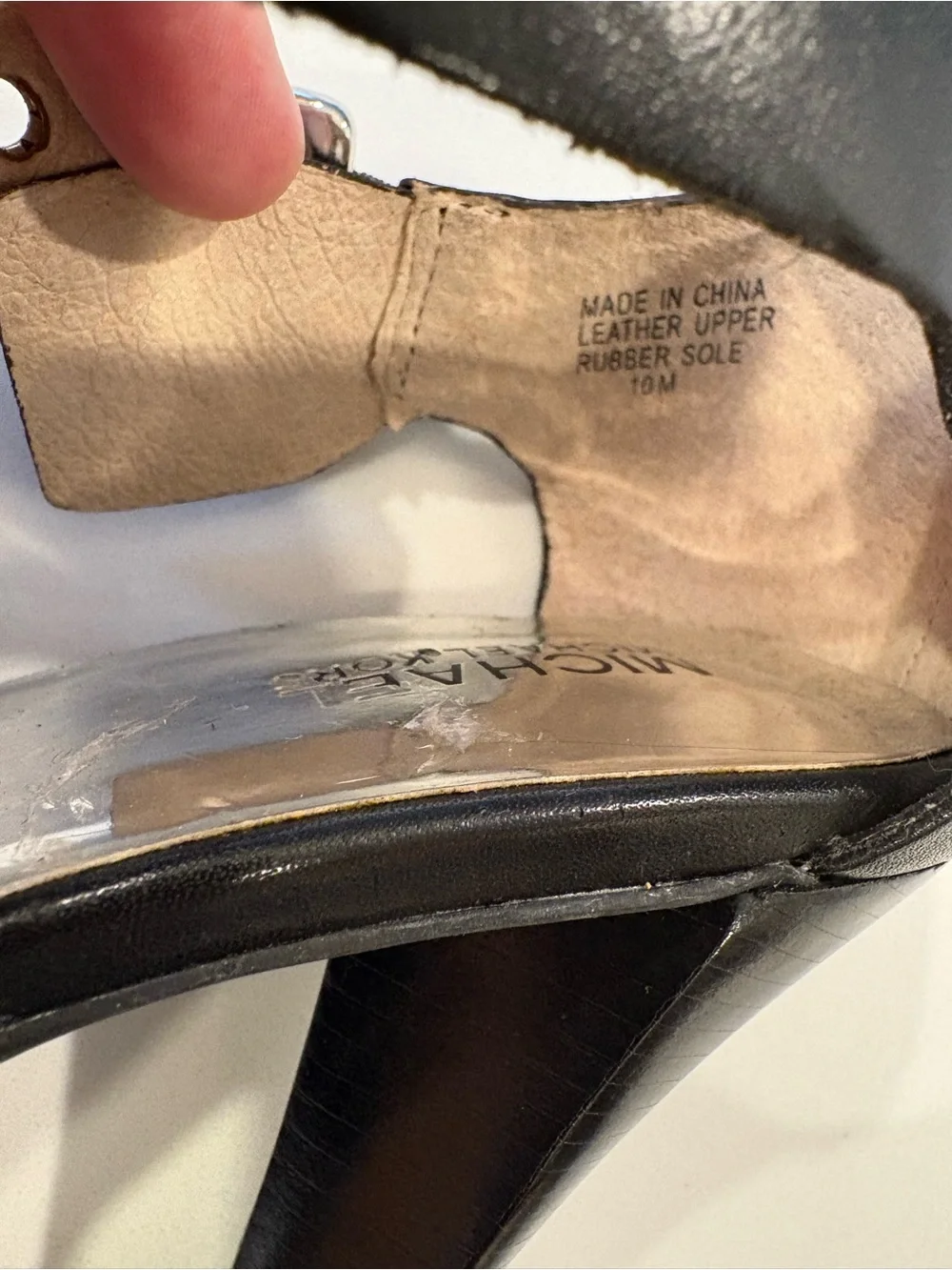 MICHAEL Michael Kors Black Leather Platform Heels Size 10 Buckle Zip